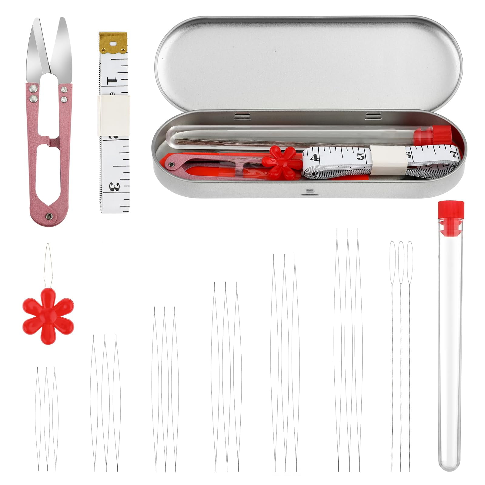 Embroidery Beading Kit 60-Piece Beading Needle Set – 5 Sizes With
