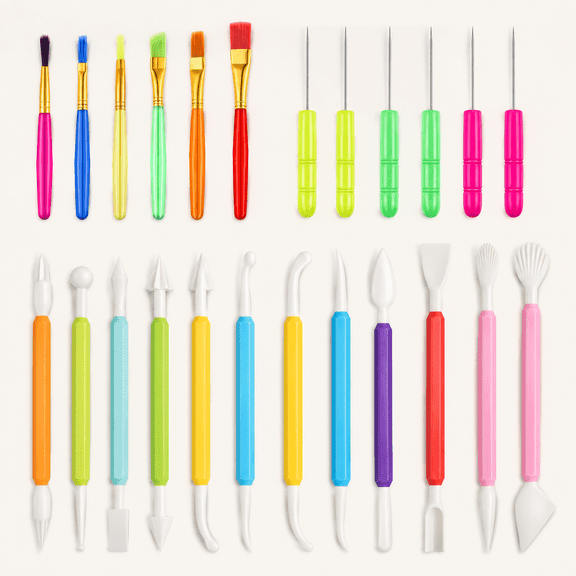 21 Pieces Cookie Decorating Tools Set Include Cake Decoration Brushes Sugar Stir Needle Christmas Cookie Scriber Needles and Fondant Cake Decorating Sculpting Modeling Tools for Fondant