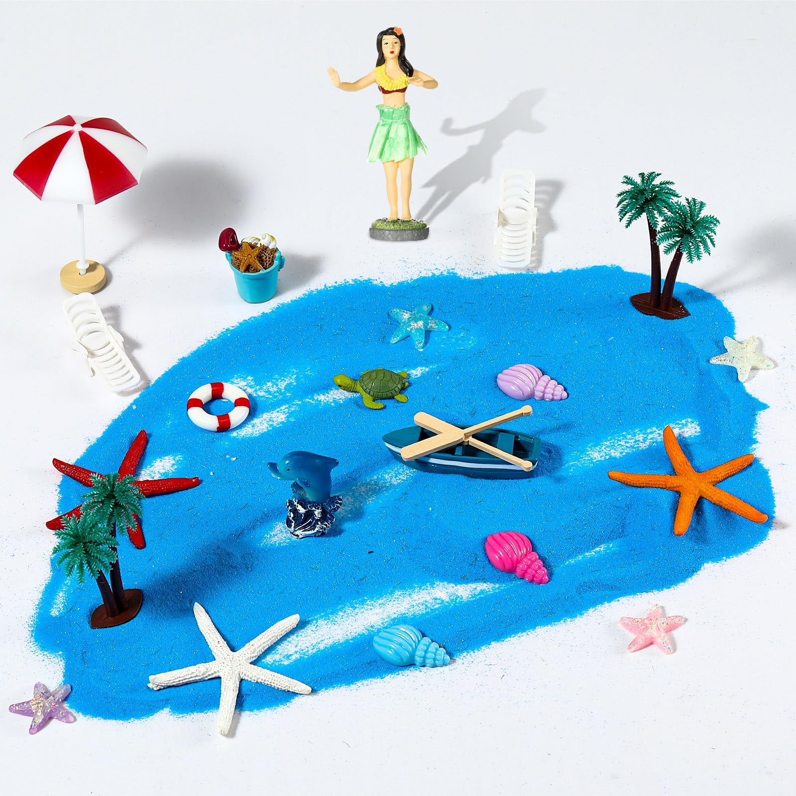 21 Pieces Hawaii Hula Girl Beach Chair Umbrella Cake Decoration Summer
