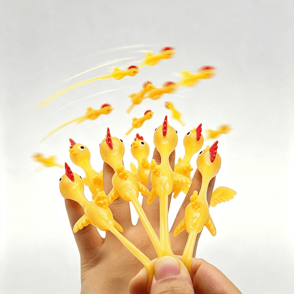 21 Pieces Rubber Chicken Slingshot Rubber Chickens Flying Chicken Slingshot Flicken Chicken Game Finger Slingshot Chicken Toys Chicken Flingers Flinging Chickens for Party Favors Activity Gift