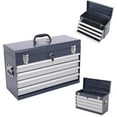 thumbnail image 1 of 21" Portable 4 Drawer Steel Toolbox, 5 Layers of Tools with Metal Latches, with Top Storage Tray and Carrying Handle, Multi-Function Tool Chest for Garage, Home,or Workbench, 1 of 9