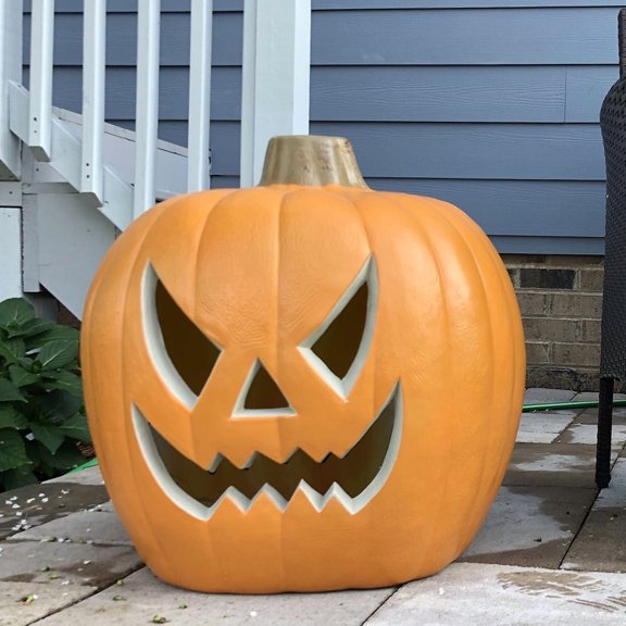 21" Pre-Lit LED Jack O Lantern Halloween Pumpkin Lights - Indoor/Outdoor Decoration With Angry Face