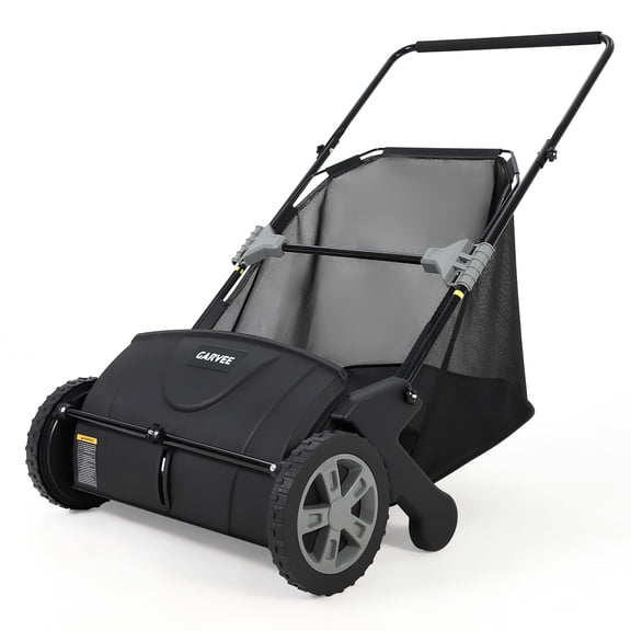 21" Push Lawn Sweeper, Heavy Duty Leaf Collector with 3.5 Cu. ft. Bag, Walk Behind Grass Sweeper, Dual Spinning Brushes, Adjustable Height for Leaves, Pine Needles & Yard Debris