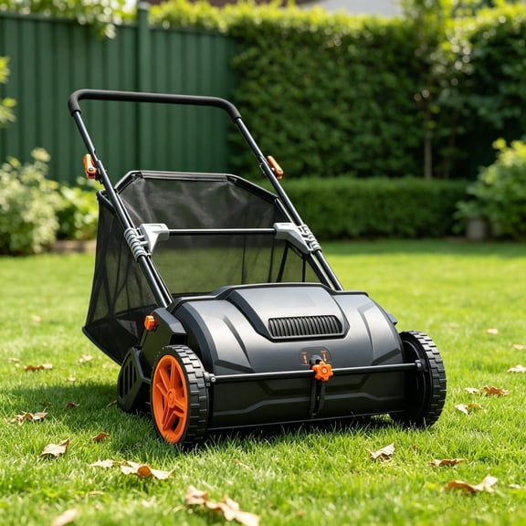 21" Push Lawn Sweeper with 2 Brushes, Heavy Duty Steel & Plastic Wheels, 3.5 cu.ft Leaf Collector
