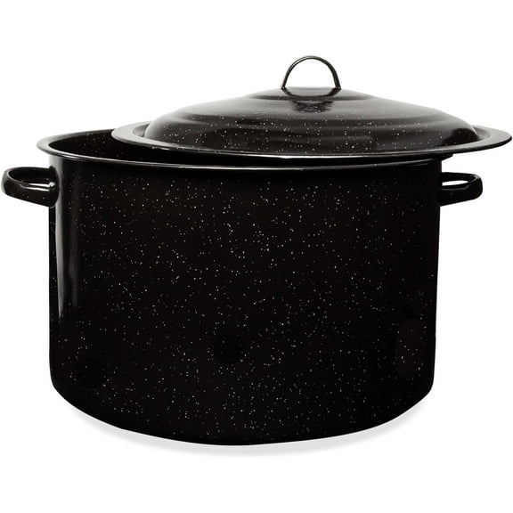 21 Qt Stockpot, Nonstick Soup Pot With Lid, Speckled Enamel Ware Cookware, Large Stock Pot For Boiling and Cooking, Big Granite Cooking Pot for Stovetop, Campfire, Outdoor Stove