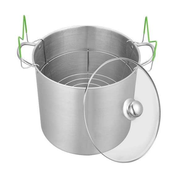 21-Quart Stainless Steel Waterbath Canner with Glass Lid & Rack for Home Canning and Large-Batch Cooking