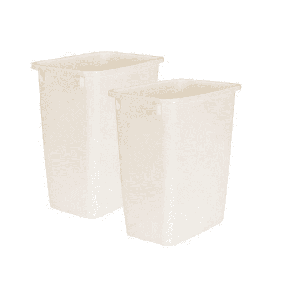 21 Quart Traditional Rectangular Plastic Open Wastebasket Trash Can for Kitchen, Bathroom, and Home Office, Bisque (2 Pack)