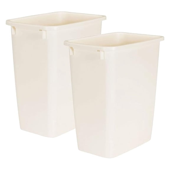21 Quart Traditional Rectangular Plastic Open Wastebasket Trash Can for Kitchen, Bathroom, and Home Office, Bisque (2 Pack)