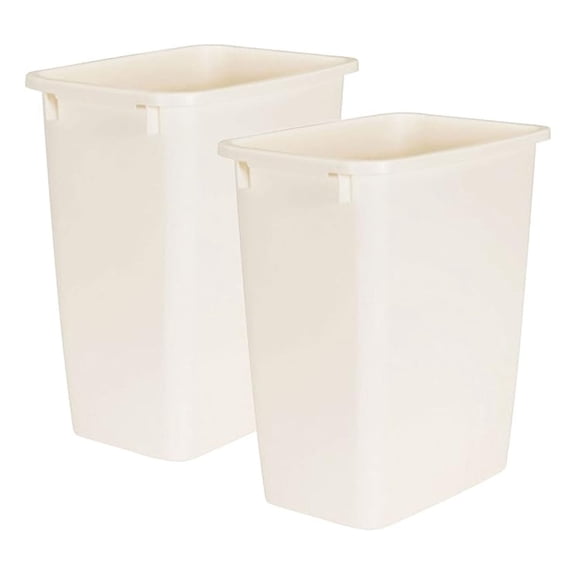 21 Quart Trash Cans - Rectangular Plastic Wastebasket (2 Pack) for Kitchen, Bathroom, Office - Bisque Finish - Durable & Easy Clean