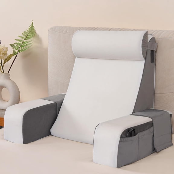21" Reading Pillow for Sitting in Bed – 60° Ergonomic Wedge Back Pillow, XL Side Pockets, Support Chair for TV, Gaming, Working, Nursing, Recovery in Bed, Floor, Dorm, Great Gift Idea