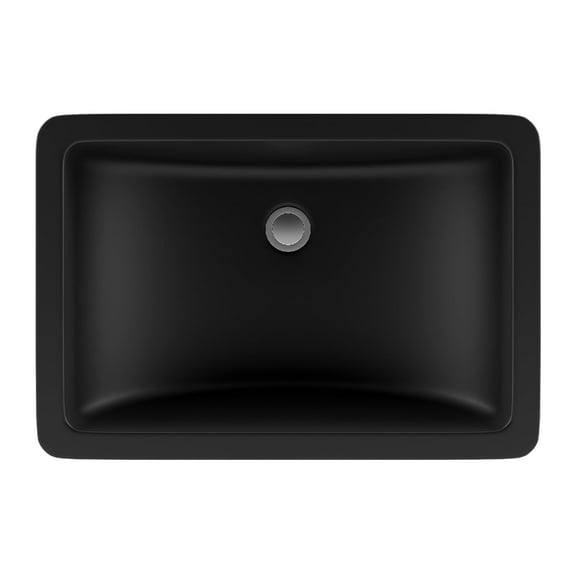 21" Rectangle Quartz Vanity Bathroom Sink, Galaxy Black Drop-In Sink, Undermount Bathroom Sink, Granite Vanity Basin by Lexicon Platinum LP-214-K