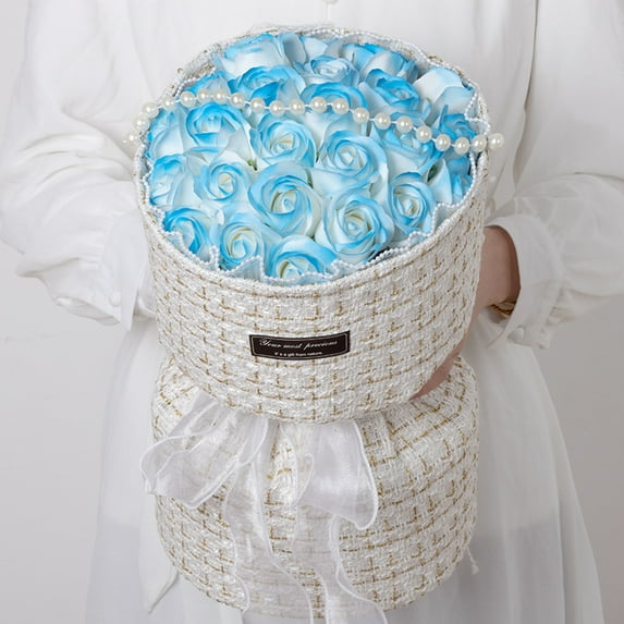 21 Roses Bouquet with LED Lights Fabric Scented Soap Flowers Valentine's Day Gift Romantic Birthday Anniversary Present Home Decor Centerpiece Artificial Floral Arrangement