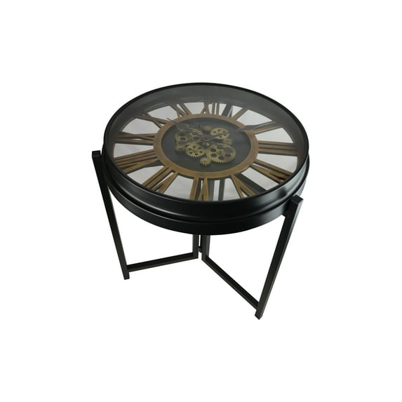 21" Round Table With Moving Gear Clock