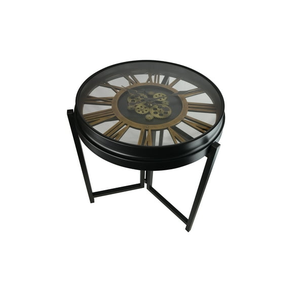 21" Round Table With Moving Gear Clock