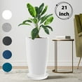 thumbnail image 1 of 21" Round Tall Planter, Modern Large Flower Pot Resin Vase for Indoor/Outdoor Front Door, Balcony, Garden Patio Deck - White, 1 of 7
