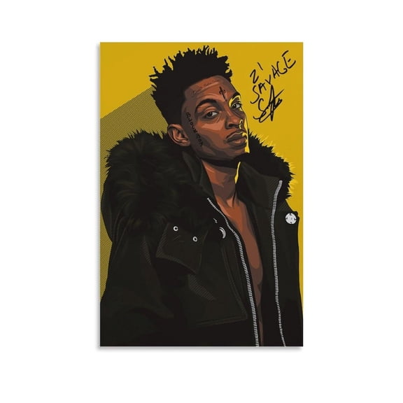 21 Savage Without Warning Album Cover Poster Prints Canvas Wall Art for Trendy Dorm Room Decor Aesthetic Gift