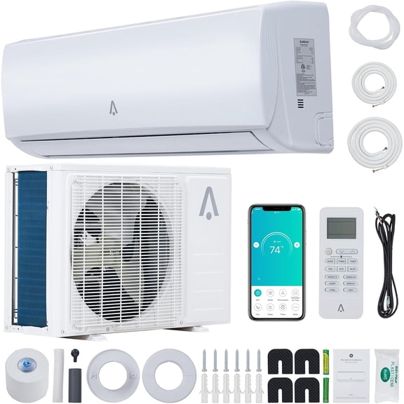21 Seer2 Split Air Conditioner, 12,000 Btus Mini Split Ac/Heating System, Inverter Ductless Air Conditioner w/Alexa, Heat Pump & Installation Kit, Wall Mounted Ac Unit Cools Room Up to 750 Sq.Ft
