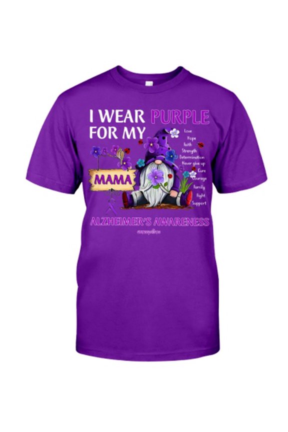 21 September Is World Alzheimer'S Day - I Wear Purple Gnome For My Mama Classic T-Shirt