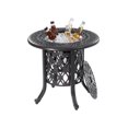 thumbnail image 1 of 21" Side Table With Removable Ice Bucket- Rustproof Cast Aluminum Frame, Hand-Brushed Finish, Food-Grade 304 Stainless Steel Bucket - Perfect for Indoor & Outdoor, Patio, Balcony, and Poolside, 1 of 9