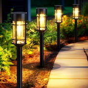 21" Solar Pathway Lights Outdoor Waterproof, Metal & Glass Landscape Lighting for Yard Garden Walkway, Warm White, 8 Pack