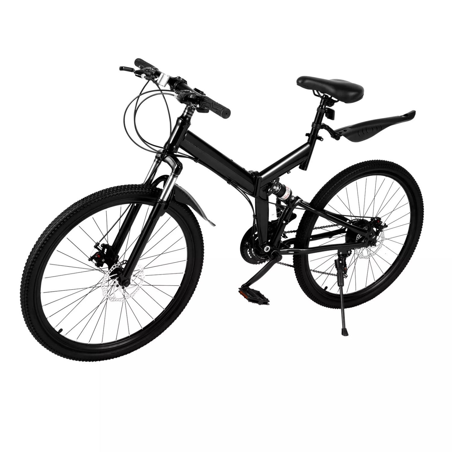21 Speed Bicycle Full Suspension MTB Bike Steel Black 26" Folding Mountain Bike