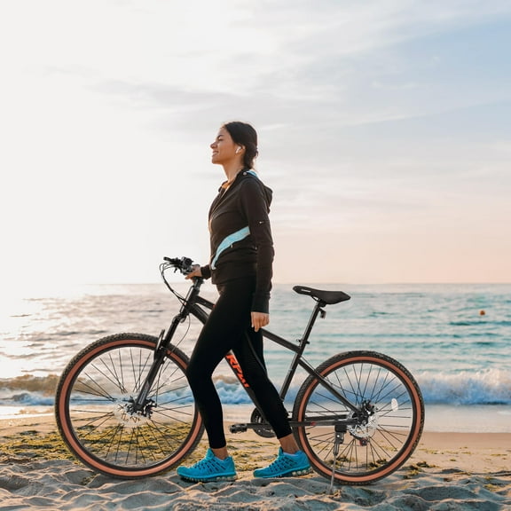 21-Speed Mountain Bike with 24-Inch Wheels, Features Disc Brakes, Thumb Shifter, And Steel Frame With Front Fork Suspension For Commuting Trail Riding