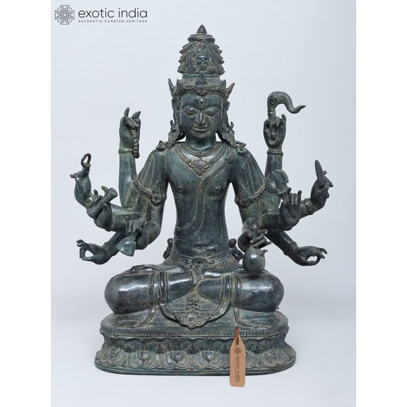21" Ten Armed Sitting Lord Indra | Brass Casting Using Lost Wax Method