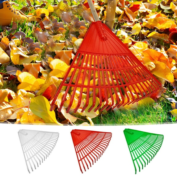 21-Tooth Garden Rake with Durable Plastic Tines for Leaf Raking, Grass Cleanup, and Yard Work