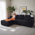 thumbnail image 1 of 106" High Backrest Sectional Sofa&Couch, L-Shape Sectional Sofa Convertible Left or Right Chaise, Cloud Corduroy, Boneless Couches Comfortable for Living Room, Dark Grey, 1 of 10
