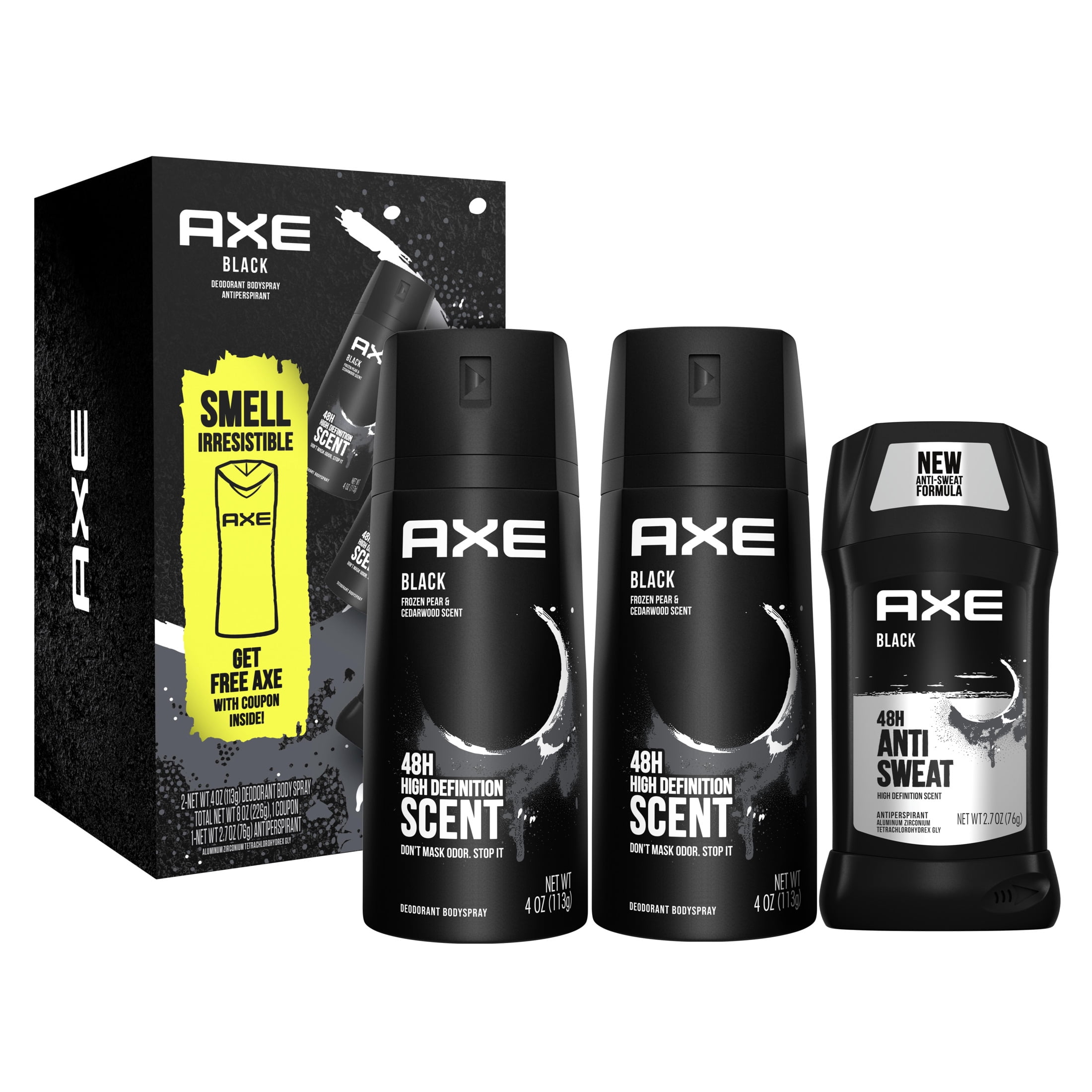 21 VALUE) AXE Black Deodorant Gift Pack for Men, 3 Count