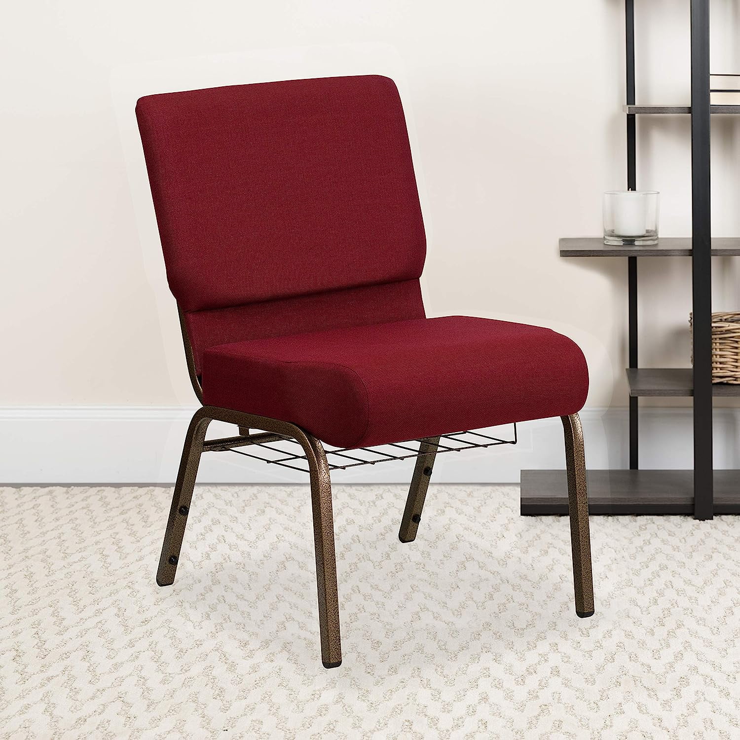 21''W Church Chair in Martini Fabric - Gold Vein Frame