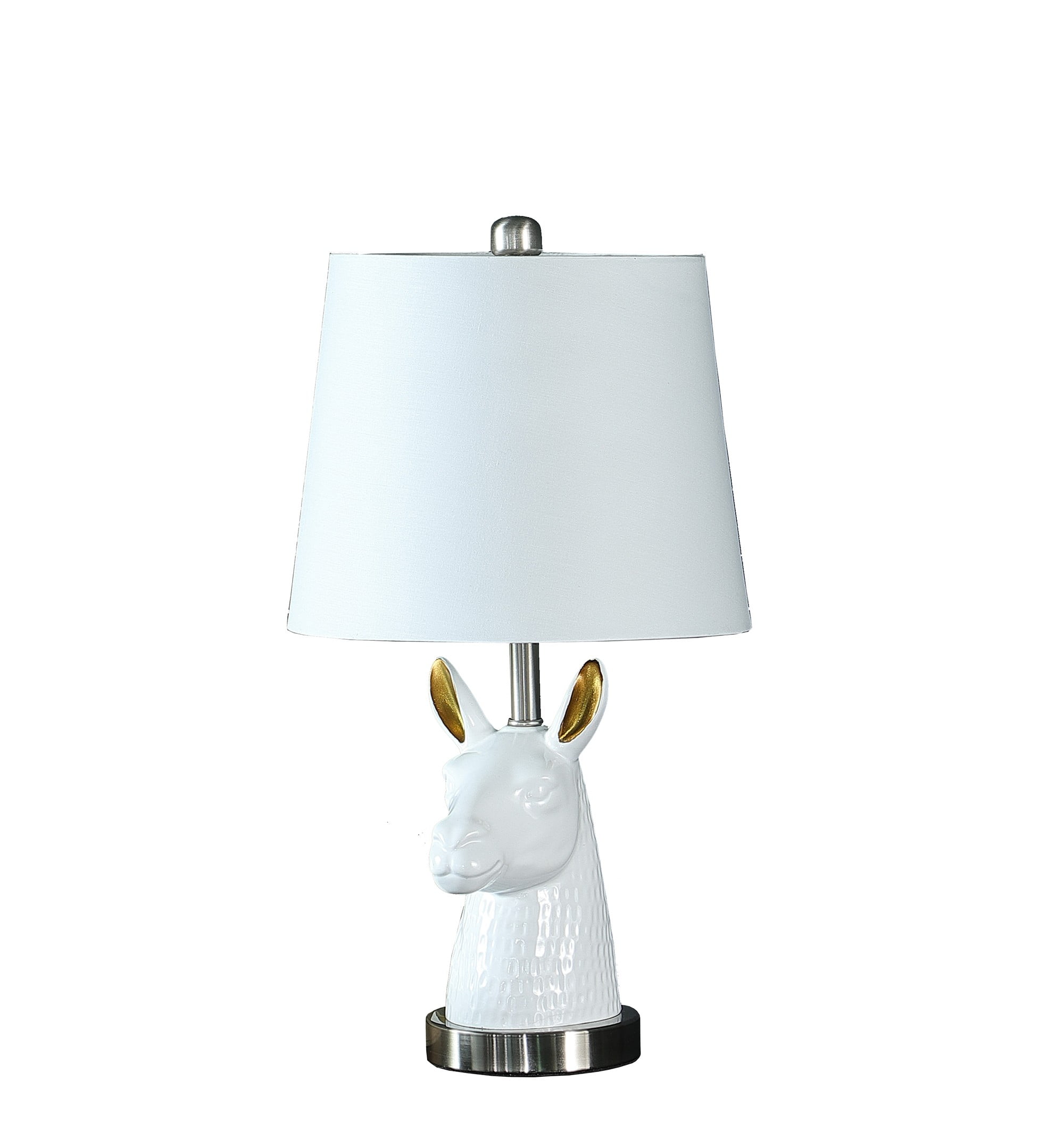21'' White and Gold Llama Table Lamp with Cotton Shade
