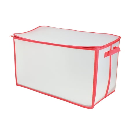 21" White and Red Holiday Collections Solid Zip Up Christmas Storage Bag
