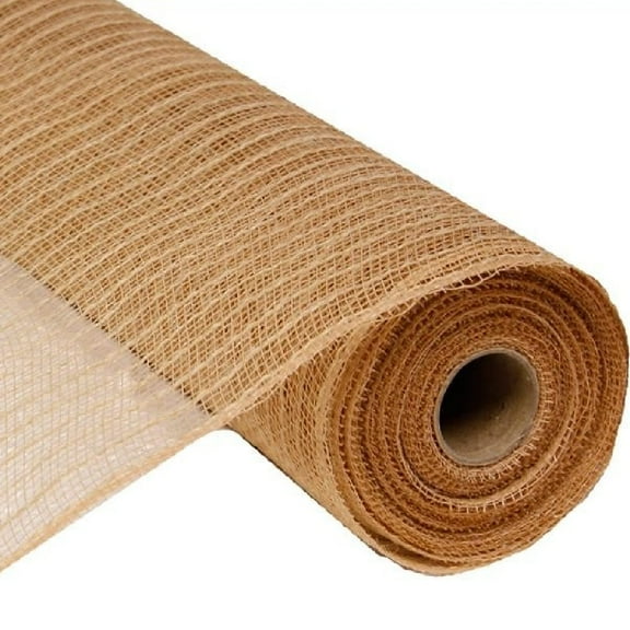 21" Wide Poly Jute Deco Solid Mesh Natural (10 Yards)