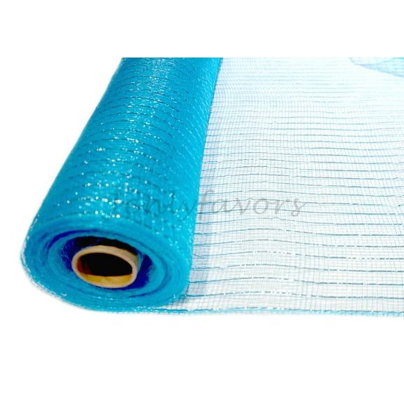 21" X 10 Yards Laser Mesh Ribbon for Decoration or Wrapping Metallic Turquoise(1 Roll)