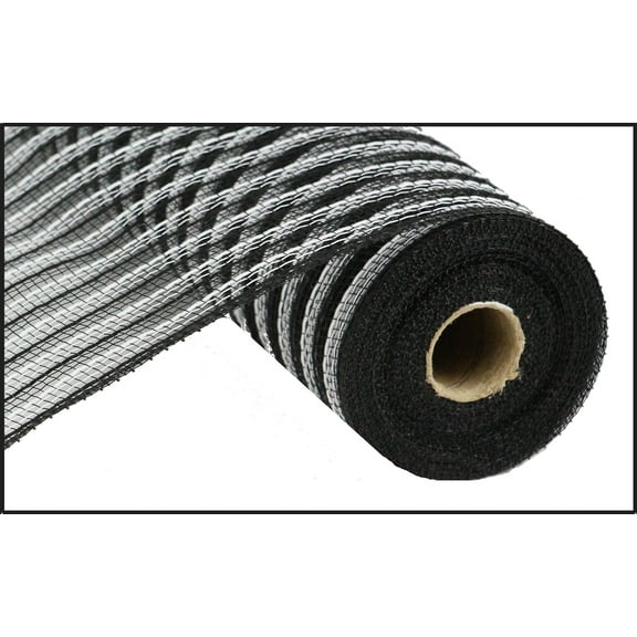 21" X 10YDS - Black with White Jute Stripe