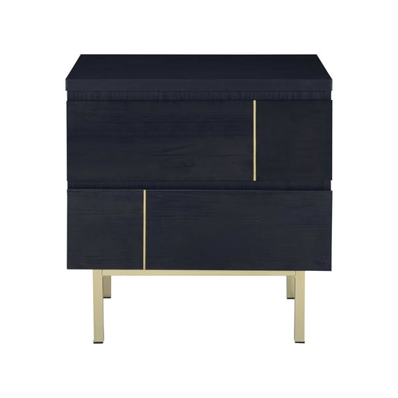 21" X 16" X 22" Black And Brass Metal Nightstand