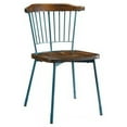 thumbnail image 1 of 21" X 19" X 32" Brown Oak Wood and Teal Metal Side Chair Set of 2, 1 of 6