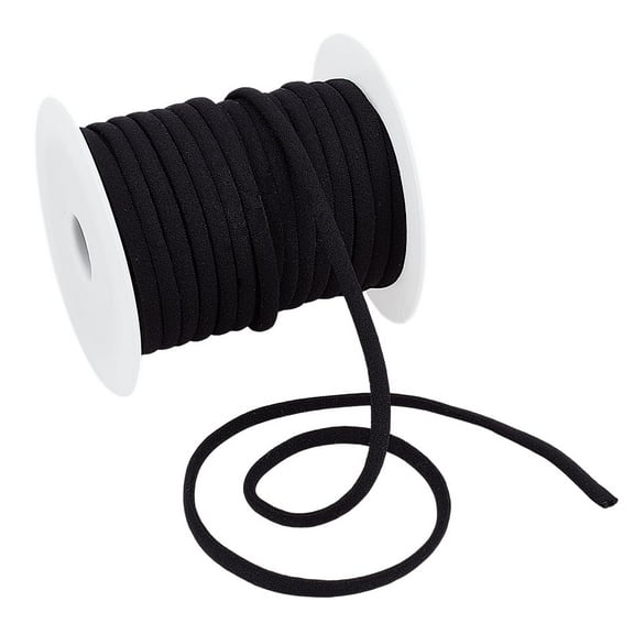 21 Yards Elastic Cord 5mm Black Polyester Stretchy String for Hair Ties Headbands Stretchy Cord for Sewing Crafts and Art Projects DIY Black