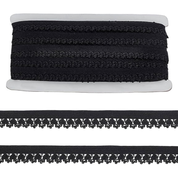 21 Yards Elastic Lace 5/8 inch Stretch Lace Elastic Ribbon Single Edged Picot Trim Black Crochet Sewing Lace Ribbons Decorative Ribbon for Hair Ties Headband Panties Garment Sewing