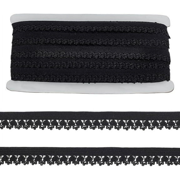 21 Yards Elastic Lace 5/8 inch Stretch Lace Elastic Ribbon Single Edged Picot Trim Black Crochet Sewing for Hair Ties Headband Panties Garment Sewing