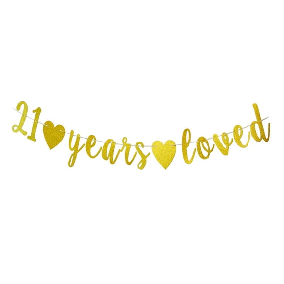 21 Years Loved banner Happy 21th Birthday Party Sign,Cheers to 21Th Anniversary/Birthday Party Decorations Supplies