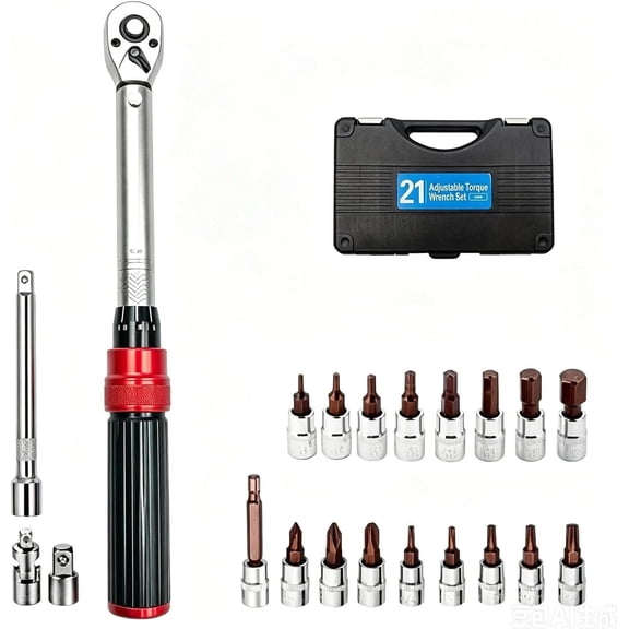 21 count 1/4 Inch Drive Click Torque Wrench Set, 2-24 N.m, 72- -Direction, +-3% with CR-V Steel & Storage Box for , , Repair