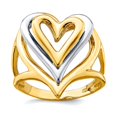 thumbnail image 1 of 21-febmm 14k Two-tone Polished Gold Triple Stacked Love Heart Ring Size 7 Statement Ring for Women, 1 of 2