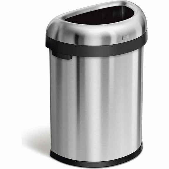 21 gal Stainless Steel Semi-Round Open Top Trash Can