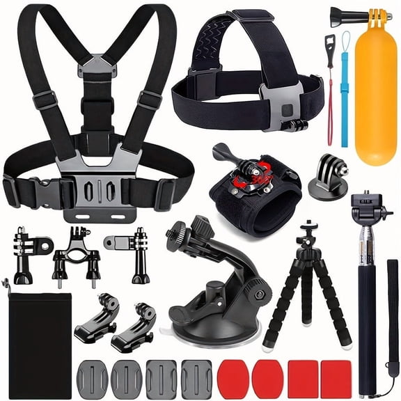 21-in-1 Action Camera Accessories Kit - Compatible With GoPro Hero12 11 10 9 8 7 6 5 4, Session, Fusion, Silvery White, Insta360, DJI, SJCAM, APEMAN, AKASO And Other Cameras Accessories