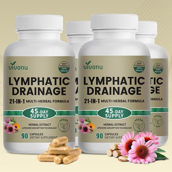 Lymphn System 21-in-1 Liposome Lymphatic Drainage Supplements Capsules, 4 Bottle ...