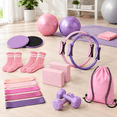 21-in-1 Pink Pilates Starter Set for Home Workouts with Ring, Ball ...
