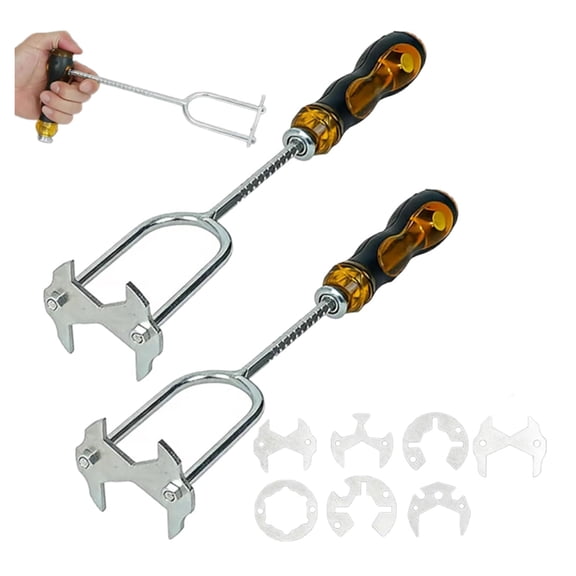 21-in-1 Telescopic Multi-function Sink Wrench, Sink Wrench Faucet Tool with 7 Interchangeable Die Heads, Universal Plumbers Tool for Tight Spaces Kitchen Bathroom Home (2Set)