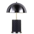 thumbnail image 1 of 21 in. Aria Faux Leather Round Table Lamp with Dome Shade, Blackened Silver & Black, 1 of 1